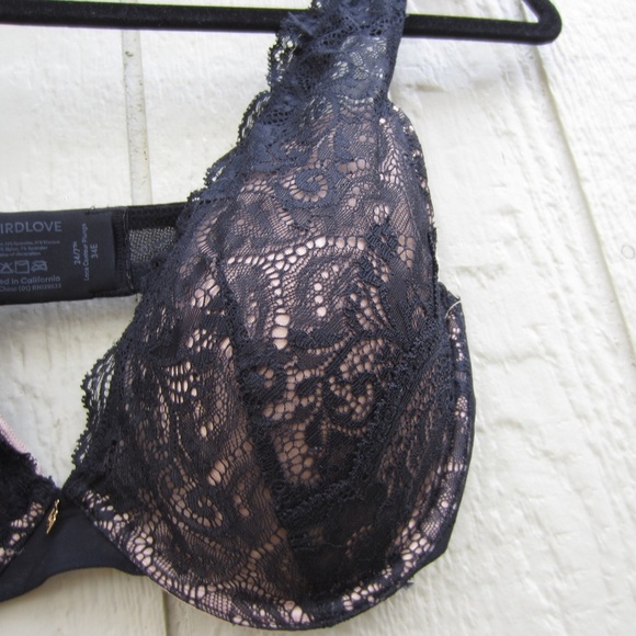 Third Love 24/7 Lace Contour Plunge Bra 34E Black Sexy Removeable Pads comfort - Picture 3 of 12